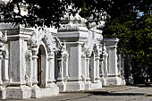 Myanmar - Mandalay, Kuthodaw Pagoda. 729 white pitaka pagodas contain the Tipitaka, the sacred texts of Theravada Buddhism. 